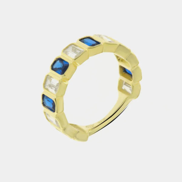 Anello in Argento 925 con zirconi blu e trasparenti - BYSIMON gioielli