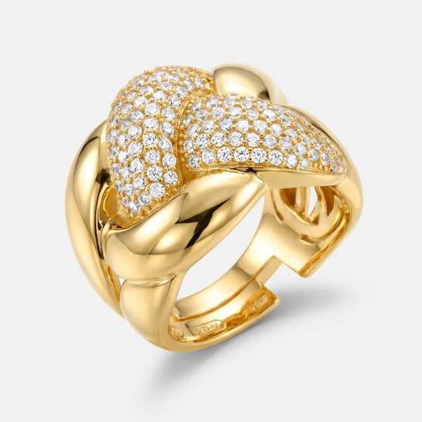 Anello in Argento 925 con intrecci e zirconi bianchi - BYSIMON gioielli
