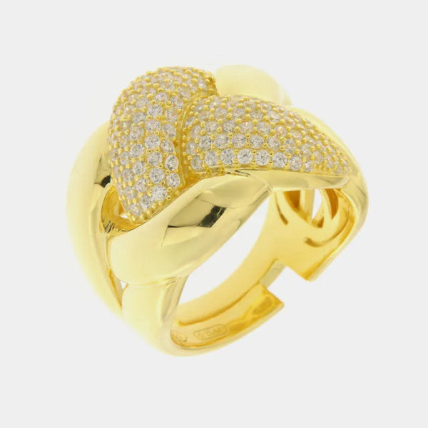 Anello in Argento 925 con intrecci e zirconi bianchi - BYSIMON gioielli