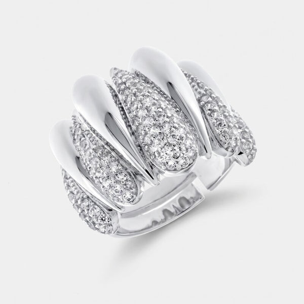 Anello in Argento 925 a forma di gocce con zirconi bianchi Collezione Amsterdam - BYSIMON gioielli