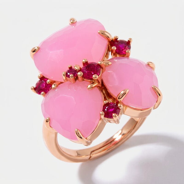 Anello in Argento 925 con cristalli rosa - BYSIMON gioielli