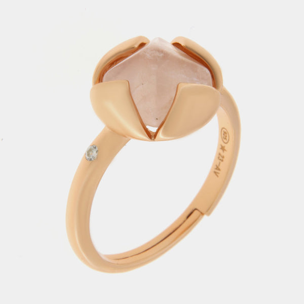 Anello in Argento 925 con fiore rosa cipria - BYSIMON gioielli