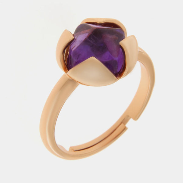 Anello in Argento 925 con fiore viola - BYSIMON gioielli