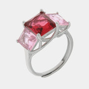 Anello in Argento 925 con zirconi centrali rosa e rosso - BYSIMON gioielli