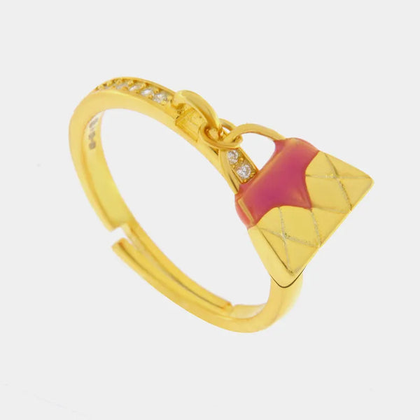Anello in Argento 925 con borsetta rosa - BYSIMON gioielli