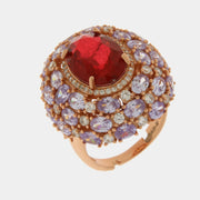Anello in Argento 925 con zirconi rossi e viola