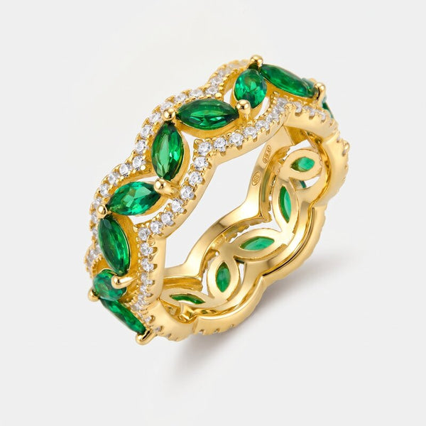 Anello in Argento 925 con cristalli verdi e zirconi - BYSIMON gioielli