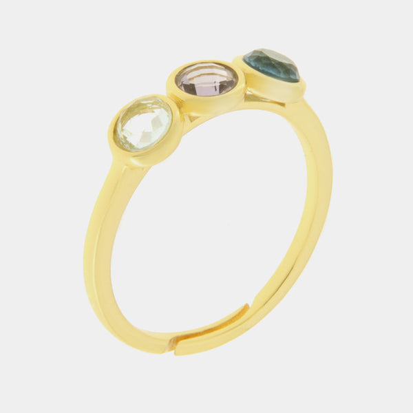 Anello in Argento 925 con zircone verde, viola e blu - BYSIMON gioielli