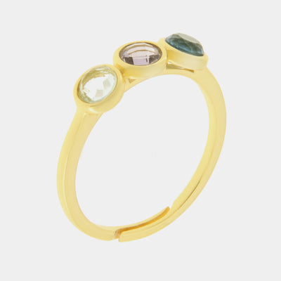 Anello in Argento 925 con zircone verde, viola e blu