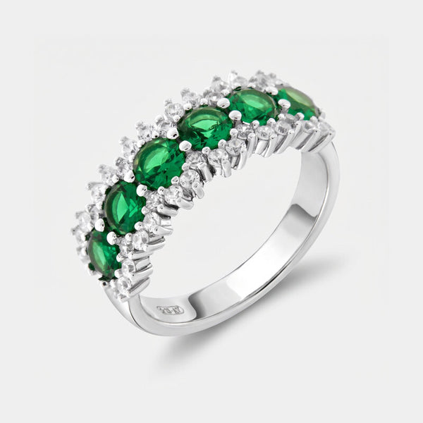 Anello in Argento 925 con zirconi verdi - BYSIMON gioielli