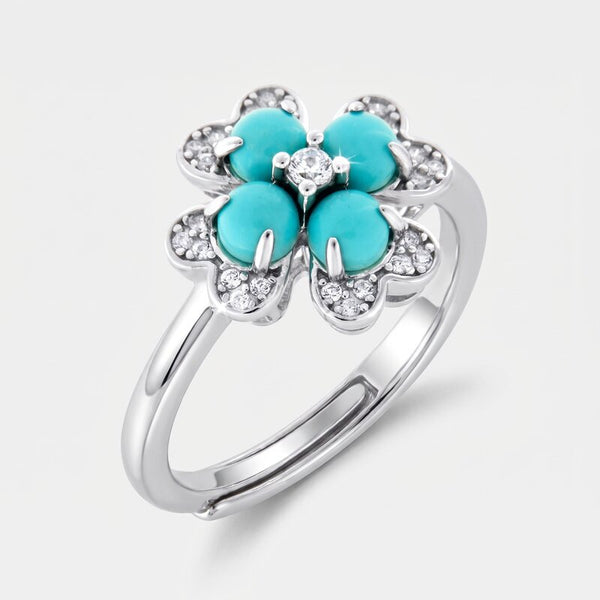 Anello in Argento 925 fiore turchese e zirconi - BYSIMON gioielli