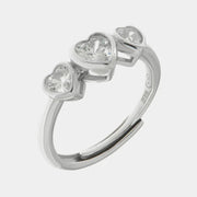 925 Silver Ring Three Hearts