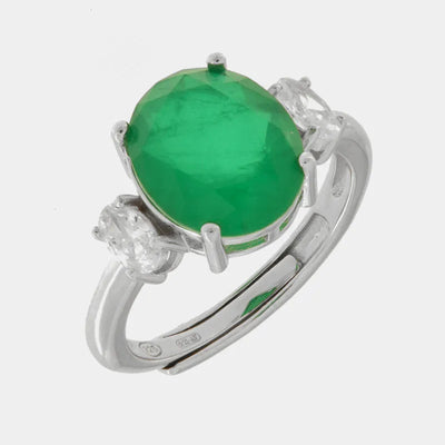 Anello in Argento 925 con zircone verde smeraldo