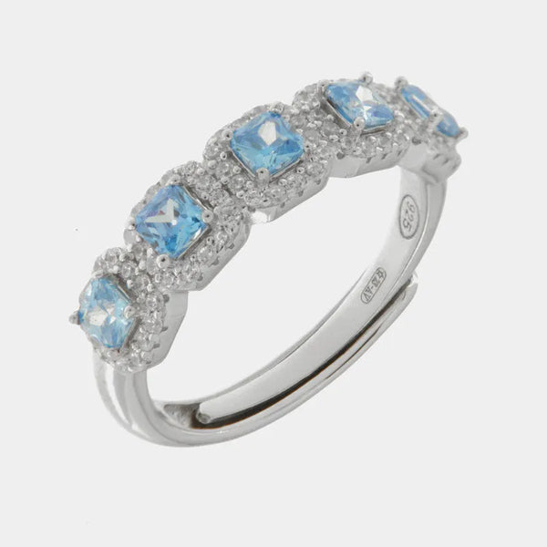 Anello in Argento 925 con zirconi acqua - BYSIMON gioielli