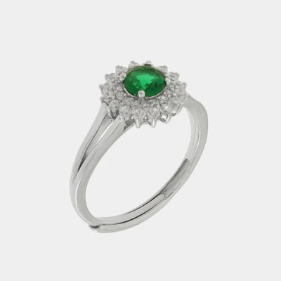 Anello in Argento 925 kate con zircone verde - BYSIMON gioielli