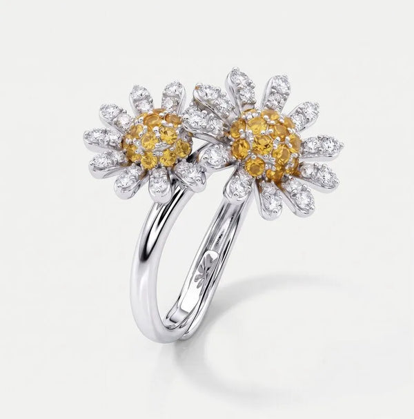 Anello in Argento 925 Doppia margherita pavè zirconi