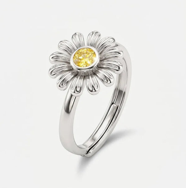 Anello in Argento 925 Margherita e petali lucidi