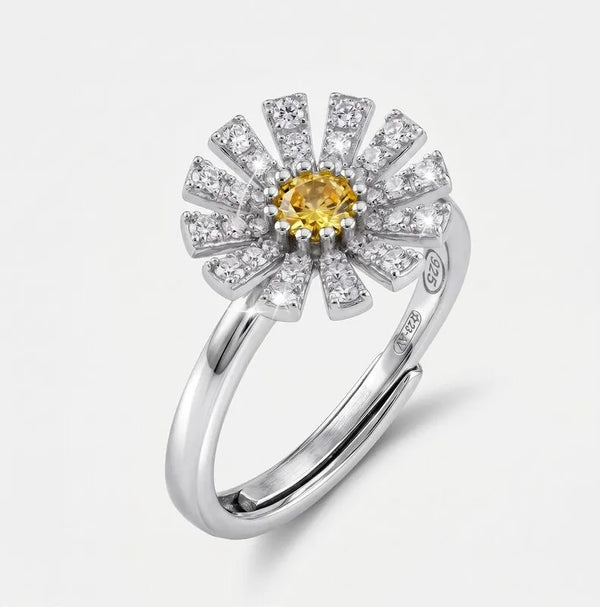 Anello in Argento 925 Margherita pavè centro giallo