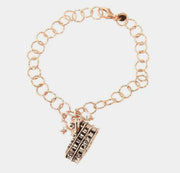 Bracciale in Argento 925 con ciondolo del colosseo con chiusura con perle - BYSIMON gioielli