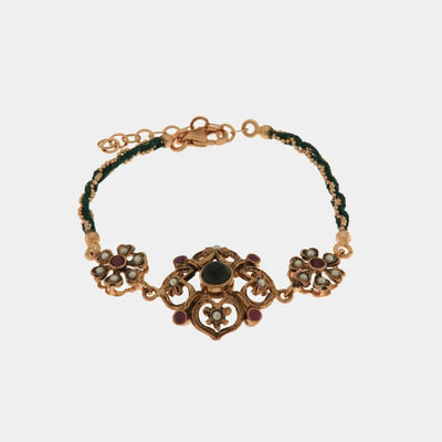 Bracciale in Argento 925 stile antico a forma di fiore con cristalli multicolore