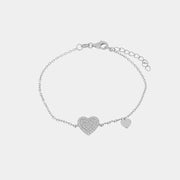 Bracciale in Argento 925 con cuore pavè centrale impreziosito da zirconi bianchi