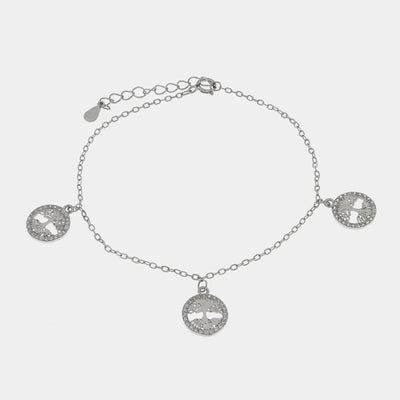 Bracciale in Argento 925 con alberi della vita pendenti arricchiti da zirconi bianchi Collezione Barcellona - BYSIMON gioielli