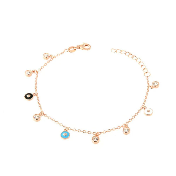 Bracciale in Argento 925 con ciondoli smaltati e zirconati