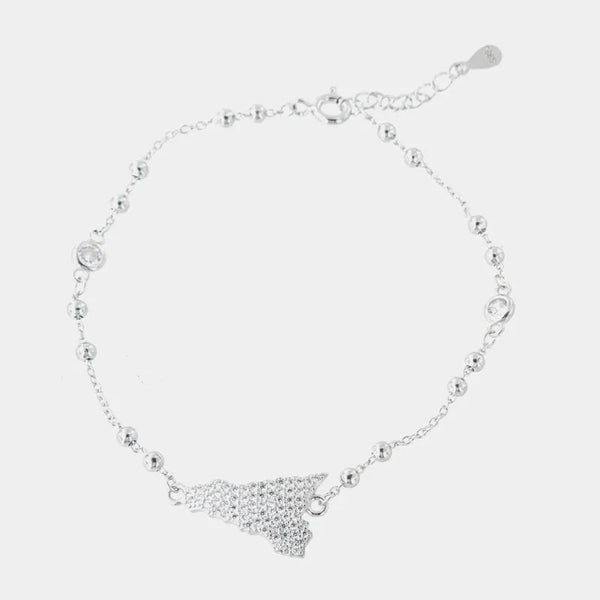 Bracciale in Argento 925 con forma isola siciliana, impreziosito da pavè di zirconi bianchi - BYSIMON gioielli