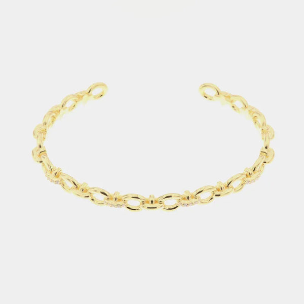 Bracelet in Silver 925 mini weaves of chains embellished with zircons