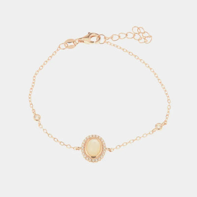 Bracciale in Argento 925 con pietra centrale in madre perla e zirconi bianchi