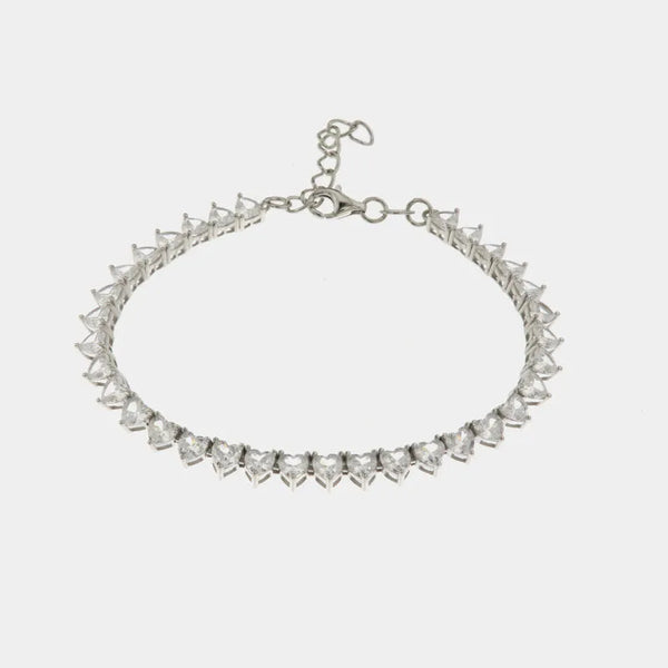 Bracciale in Argento 925 con cuori in zirconi bianchi - BYSIMON gioielli