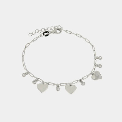 925 Silver bracelet with hanging hearts