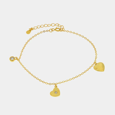 925 Silver bracelet with hanging hearts and light point