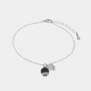 Bracciale in Argento 925 campanella portafortuna impreziosito da zirconi rossi e quadrifoglio