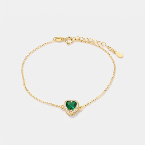 Bracciale in Argento 925 con cuore verde - BYSIMON gioielli