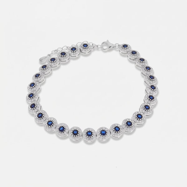 Bracciale in Argento 925 con punti luce blu e trasparenti - BYSIMON gioielli