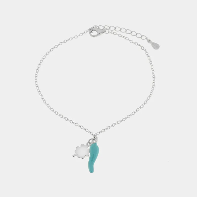 YL Bracciale Madre E Figlia In Argento 925 Con 12 Zirconie Cubiche – Portafortuna, Catena Regolabile 18-20cm