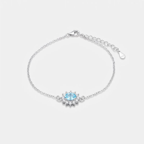 Bracciale in Argento 925 con zirconi bianchi e zircone centrale acqua - BYSIMON gioielli