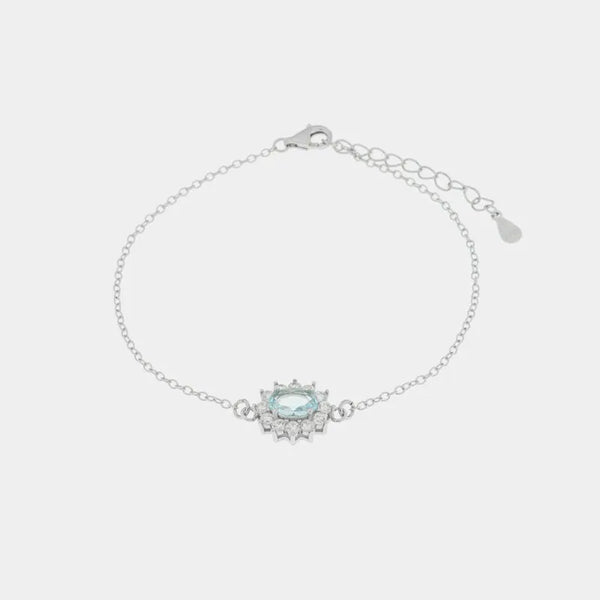 Bracciale in Argento 925 con zirconi bianchi e zircone centrale acqua - BYSIMON gioielli
