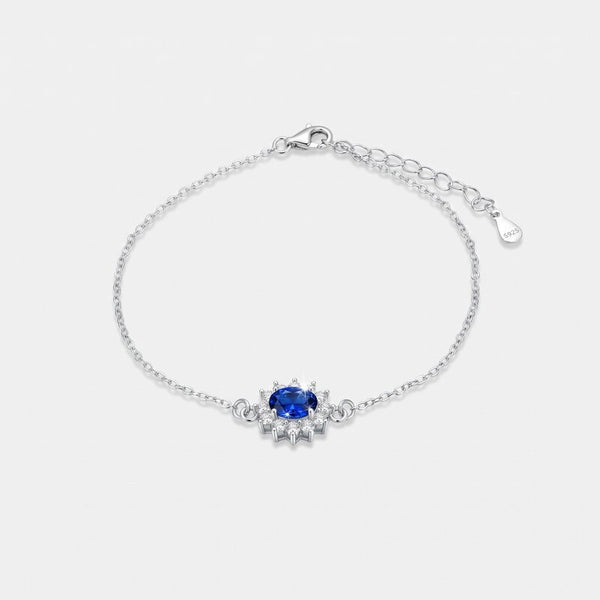 Bracciale in Argento 925 con zirconi bianchi e zircone centrale blu - BYSIMON gioielli
