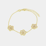 Bracciale in Argento 925 con fiori in madreperla