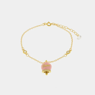 Bracciale in Argento 925 con campanella rosa Capri e zirconi