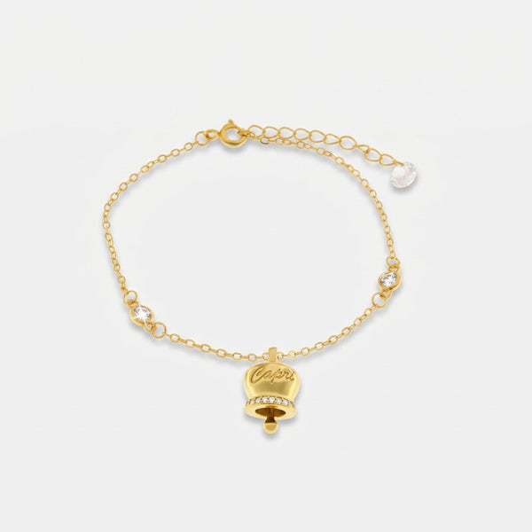 Bracciale in Argento 925 con campanella Capri e zirconi