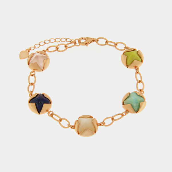 Bracciale in Argento 925 con fiori colorati - BYSIMON gioielli