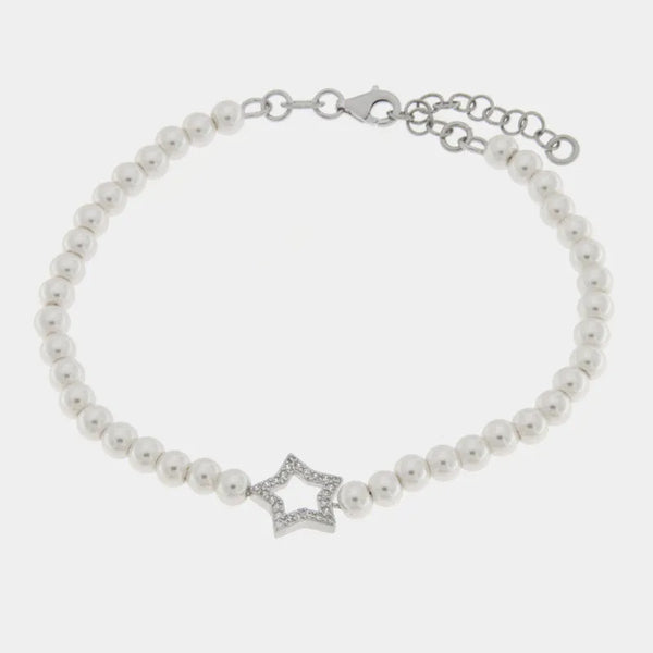 Bracciale in Argento 925 con perle di acqua dolce e stella - BYSIMON gioielli