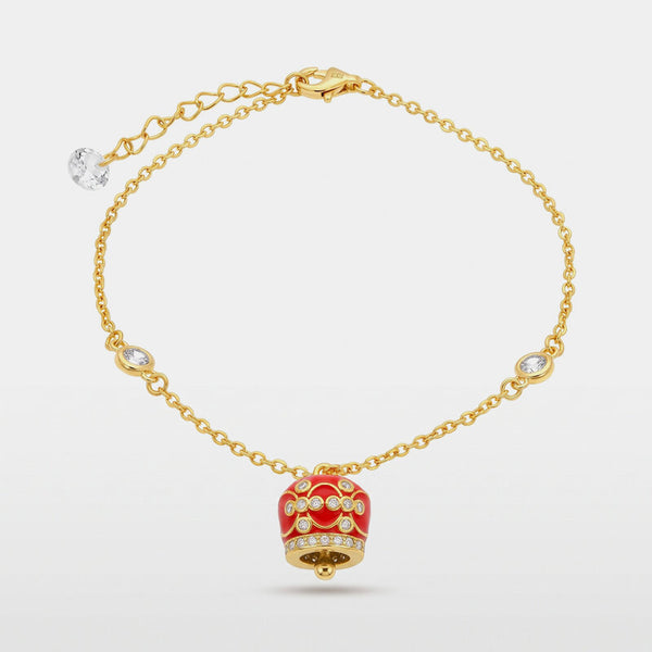 Bracciale in Argento 925 con campanella arancio