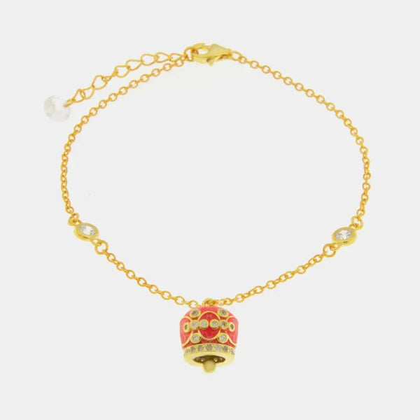 Bracciale in Argento 925 con campanella arancio