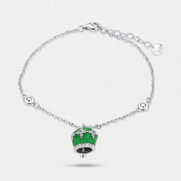 Bracciale in Argento 925 con campanella verde