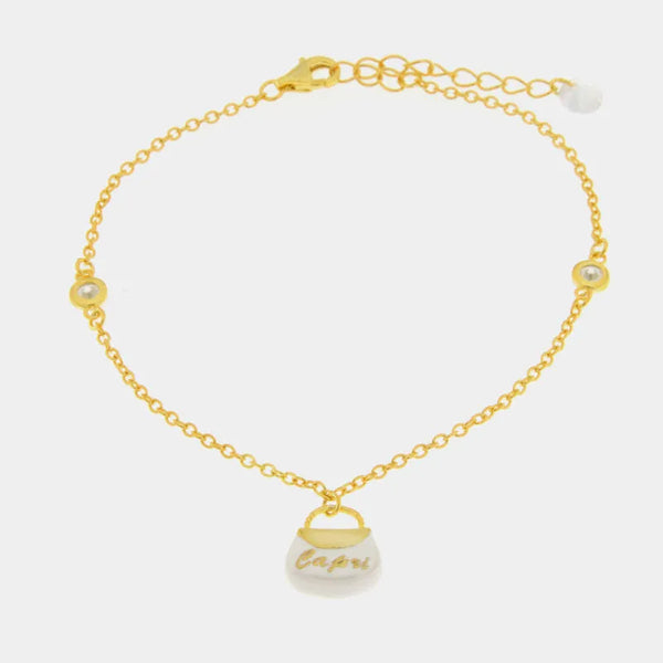 Bracciale in Argento 925 con borsetta bianca - BYSIMON gioielli