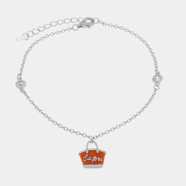 Bracciale in Argento 925 con borsetta rossa - BYSIMON gioielli